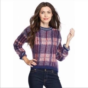 Sam Edelman Purple and Pink Plaid Sweater